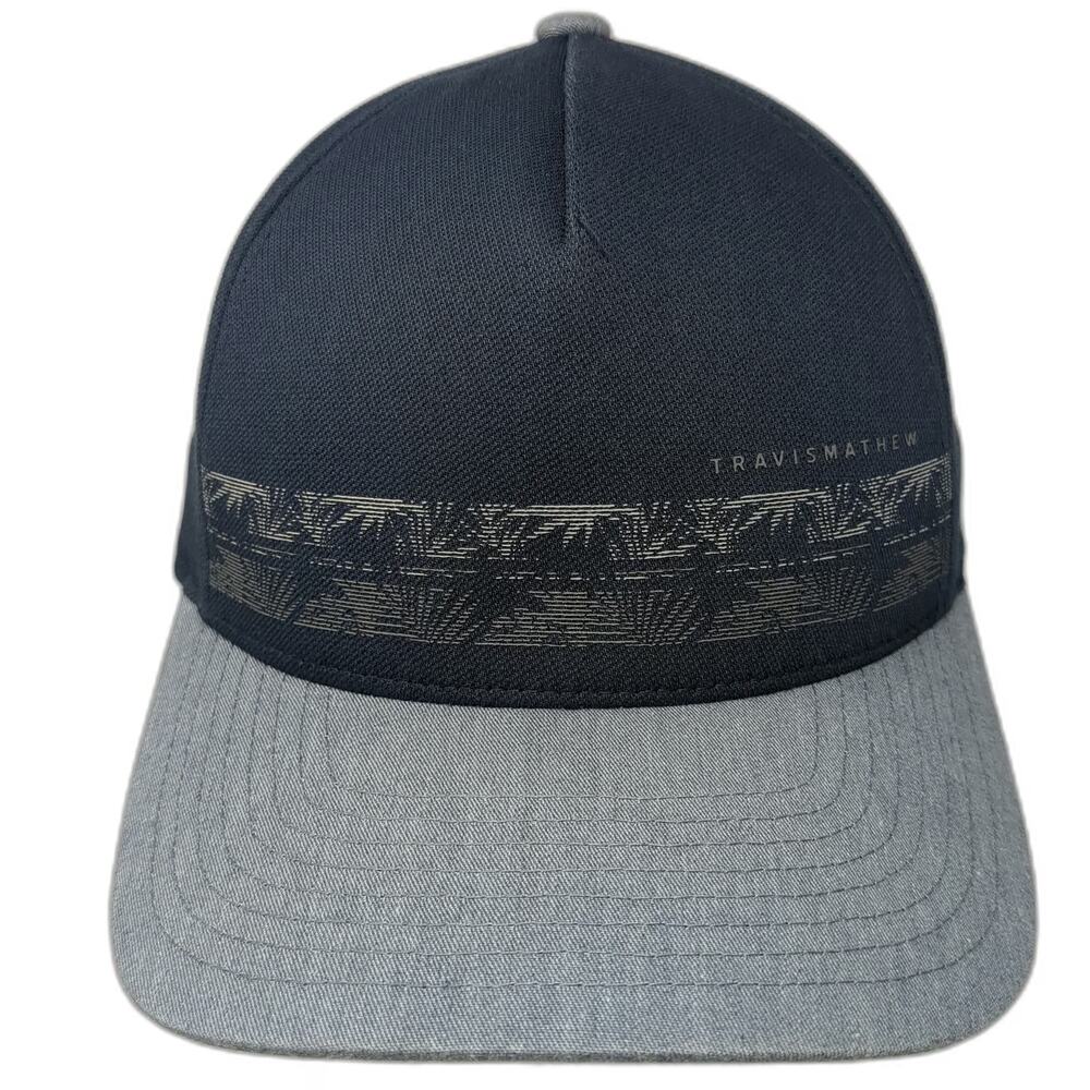 TravisMathew 5 Panel Blue Hat One Size Snapback Flexfit Palm Tree Graphic Golf